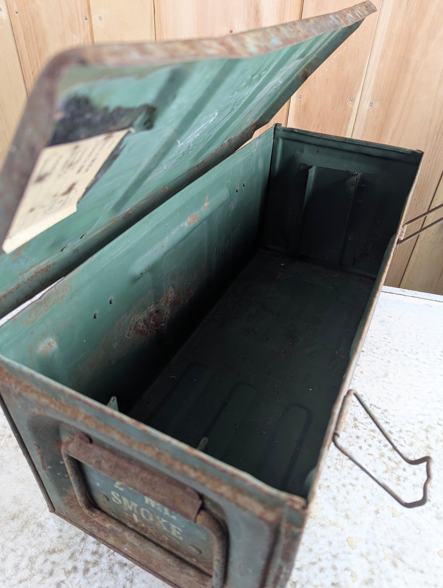 WW2 1944 2" Smoke Mortar Shell Military Ammunition Crate Box - view 8