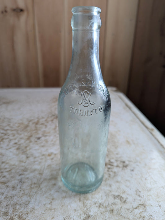 York Springs Toronto Antique Embossed Glass Soda Bottle